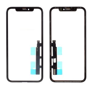 Touch Digitizer Screen Glass with Short Flex Cable + OCA Optical Clear Adhesive Sticker (without Logo) for iPhone XR 6.1 inch - Black