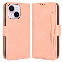 Multiple Card Slots Stand Phone Case for iPhone 14 6.1 inch, Anti-scratch Wear-resistant PU Leather Cover Wallet - Pink