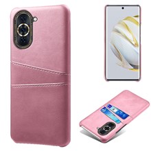For Huawei nova 10 4G Anti-shock Dual Card Slots Holder Protective Case PU Leather Coated Hard PC Phone Shell - Rose Gold