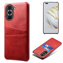 For Huawei nova 10 Pro 4G Dual Card Slots Holder Well-protected Case PU Leather Coated Hard PC Anti-shock Phone Shell - Red