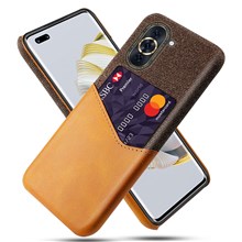 For Huawei nova 10 Pro 4G Shockproof Mobile Phone Case Card Holder Function Cloth Texture PU Leather Coated PC Shell - Orange