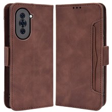 For Huawei nova 10 4G Multiple Card Slots Wallet Case PU Leather Stand Feature Magnetic Clasp Shockproof Shell - Brown