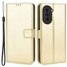 For Huawei nova 10 Pro 4G Cell Phone Wallet Case Crazy Horse Texture PU Leather Stand Cover Protective Shell - Gold
