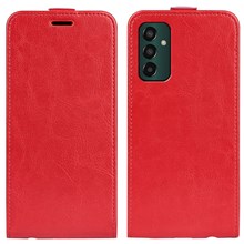 Vertical Flip Phone Case for Samsung Galaxy M13 4G, PU Leather Crazy Horse Texture Card Holder Magnetic Closure Protective Cover - Red