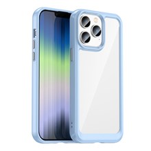 TPU + Acrylic Clear Phone Case for iPhone 14 Pro 6.1 inch, Stylish Anti-drop Anti-fingerprint Cellphone Back Cover - Blue
