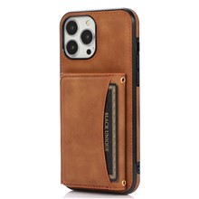 For iPhone 14 Pro Max 6.7 inch Phone Wallet Case Multifunctional Anti-scratch Mobile Phone Back Cover Card Holder - Brown