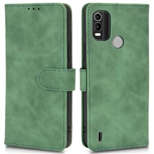For Nokia C21 Plus 4G Soft Skin-Touch Feeling PU Leather Case Stand Magnetic Closure Full Protective Folio Wallet Cover - Green