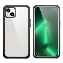 For iPhone 14 6.1 inch Shockproof Phone Case Hard PC + Soft TPU Hybrid Cover with Tempered Glass Screen Protector