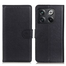 For OnePlus 10T 5G / Ace Pro 5G Litchi Texture Wallet Flip Case PU Leather  Stand Magnetic Closure Protective Cover - Black