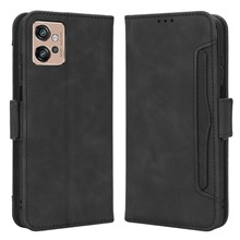 For Motorola Moto G32 4G Multiple Card Slots PU Leather Flip Stand Wallet Case Dual Magnetic Clasp Phone Cover - Black