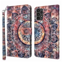 For Samsung Galaxy A13 4G / 5G / A04s 4G (164.7mm) PU Leather Flip Case 3D Pattern Printing Stand Wallet Cover with Strap - Colorful Mandalas