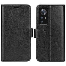 For Xiaomi Redmi K50 Ultra 5G Crazy Horse Texture Wallet Stand Case PU Leather + TPU All-round Protection Phone Cover - Black