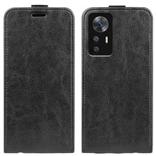 For Xiaomi Redmi K50 Ultra 5G / 12T 5G Vertical Flip Crazy Horse Texture Phone Case PU Leather TPU Full Protection Cover with Card Holder - Black