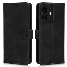 For vivo Y77 5G PU Leather Wallet Case Viewing Stand Skin-Touch Feeling Magnetic Flip Protective Phone Cover - Black