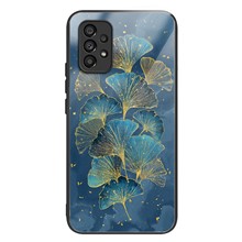 For Samsung Galaxy A53 5G Shockproof Case TPU+Tempered Glass Anti-drop Phone Cover Pattern Printed Scratch Resistant Phone Case - Ginkgo Leaves