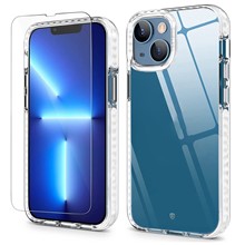 Clear Phone Case for iPhone 14 6.1 inch, Acrylic + TPU Anti-drop Cover with Tempered Glass Screen Protector