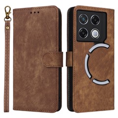 For Infinix GT 20 Pro 5G X6871 Case PU Leather RFID Blocking Phone Cover with Strap - Brown