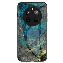 For Realme 12 Pro 5G / 12 Pro+ 5G Tempered Glass Case Marble Pattern Protective Phone Cover - Emerald Marble