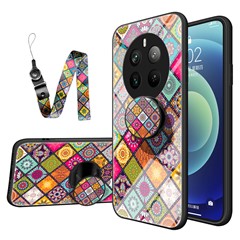 For Realme 12 Pro 5G / 12 Pro+ 5G Tempered Glass Case Pattern Print Kickstand Phone Cover -  Color Pattern