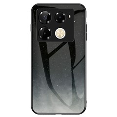 For Infinix Note 40 Pro 4G Case Pretty Starry Sky Pattern Tempered Glass Protective Phone Cover - Starry Crescent Moon