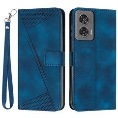 For Motorola Edge 50 Fusion 5G Phone Case Triangle Imprinted Stand Leather Flip Cover - Sapphire