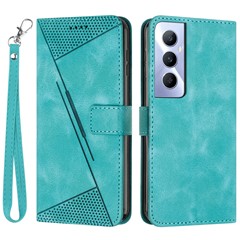 For Realme C65 4G Phone Stand Case Triangle Imprinted Anti-Dorp Leather Phone Cover with Stand - Green