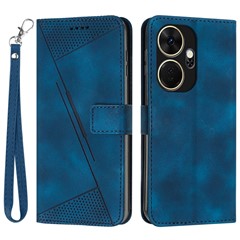 For itel P55+ Wallet Case Triangle Imprinted Stand Leather Phone Cover - Sapphire