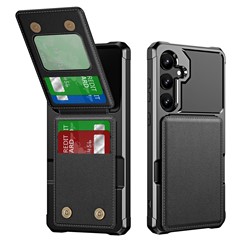 ZM11 For Samsung Galaxy A54 5G Case Card Slots PU Leather Coated TPU Kickstand Cover -  Black