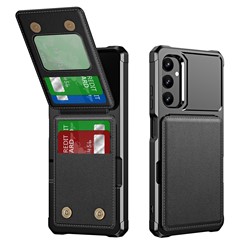 ZM11 For Samsung Galaxy A05s 4G Case Card Slots Kickstand Leather+TPU Phone Cover -  Black