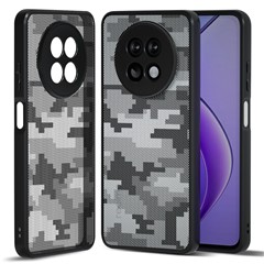 IBMRS For Realme 12 5G / 12x 5G Case Hard PC Back Flexible TPU Frame Phone Cover - Grid Camouflage