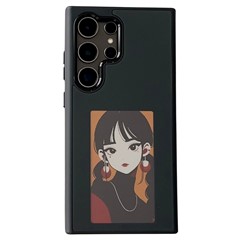 For Samsung Galaxy S24 Ultra E Ink Phone Case 4-Color Display NFC DIY Pattern Phone Cover - Black