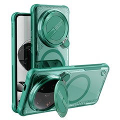 NILLKIN Iceblade CamProp Magnetic Series for Xiaomi 14 Ultra Magneitc Case Kickstand PC+TPU Phone Cover with Lens Lid - Green
