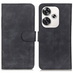KHAZNEH For Xiaomi Poco F6 5G / Redmi Turbo 3 5G Stand Case Retro Leather Phone Cover with Wallet - Black