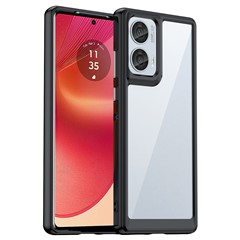 For Motorola Edge 50 Fusion 5G Case TPU+Acrylic Transparent Back Panel Phone Cover - Black