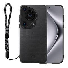 VILI TH Series for Huawei Pura 70 Ultra Case with Hand Strap Leather Coated PC+TPU Cover - Black