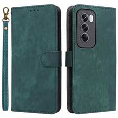 For Oppo Reno12 5G (Global) Case with Hand Strap RFID Blocking Leather Phone Cover - Green