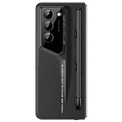 918 Series for Samsung Galaxy Z Fold6 5G Case PC Hard Phone Cover with Tempered Glass Film / Stylus - Black
