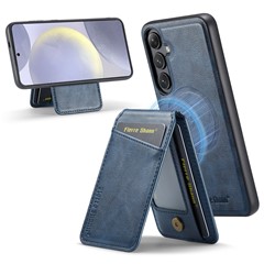 FIERRE SHANN 025 Style For Samsung Galaxy S24 Case PU+TPU Phone Cover Magnetic Case - Blue