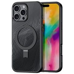 DUX DUCIS Aimo Series for iPhone 16 Pro Magnetic Phone Case TPU+PC Kickstand Cover (REACH Certification) - Black