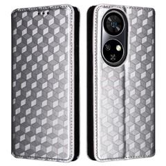 For Ulefone Note 17 Pro Case PU Leather Phone Cover Rhombus Pattern Stand Function - Silver