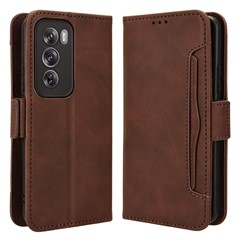 For Oppo Reno12 Pro 5G (Global) Case Multiple Card Slots Leather Phone Cover - Brown
