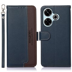 KHAZNEH For Xiaomi Redmi 13 5G / 13 4G Case Leather Phone Cover RFID Blocking - Blue