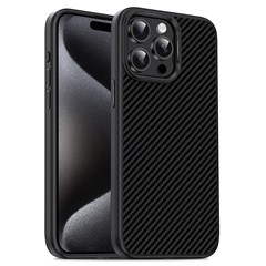 IPAKY For iPhone 14 Pro Case Carbon Fiber Texture TPU Phone Protector - Black