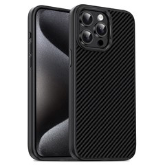 IPAKY For iPhone 13 Pro TPU Case Carbon Fiber Texture Protective Phone Cover - Black