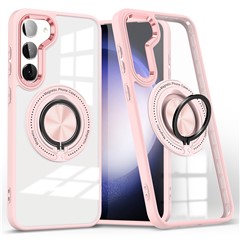 For Samsung Galaxy S23+ Case PC+TPU Kickstand Phone Cover Magnetic Case - Pink
