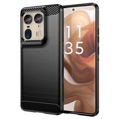 For Motorola Edge 50 Ultra 5G / Moto X50 Ultra 5G Case TPU Phone Cover Carbon Fiber Texture - Black