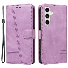 For Samsung Galaxy S24 FE Case PU Leather Wallet Card Slots Phone Cover - Light Purple