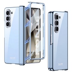 GKK For Samsung Galaxy Z Fold6 5G Case Electroplated Magnetic Hinge PC Phone Cover with Screen Film - Blue