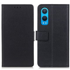 For OnePlus Nord CE4 Lite 5G / Oppo K12x 5G (China) Case PU Leather Wallet Magnetic Clasp Phone Cover - Black