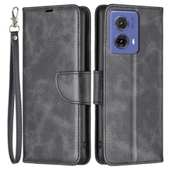 For Motorola Moto G85 5G / S50 Neo 5G Case Wallet Card Slots PU Leather Mobile Phone Cover - Black